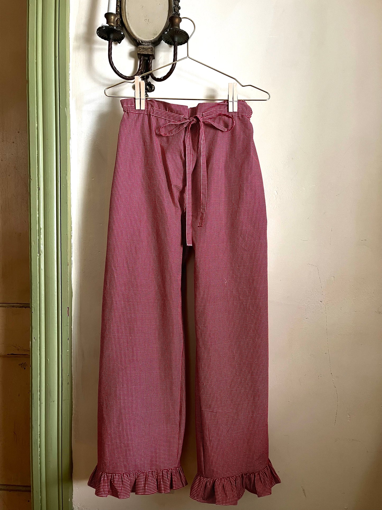 Jane Ruffle Pant in Scarlet Check