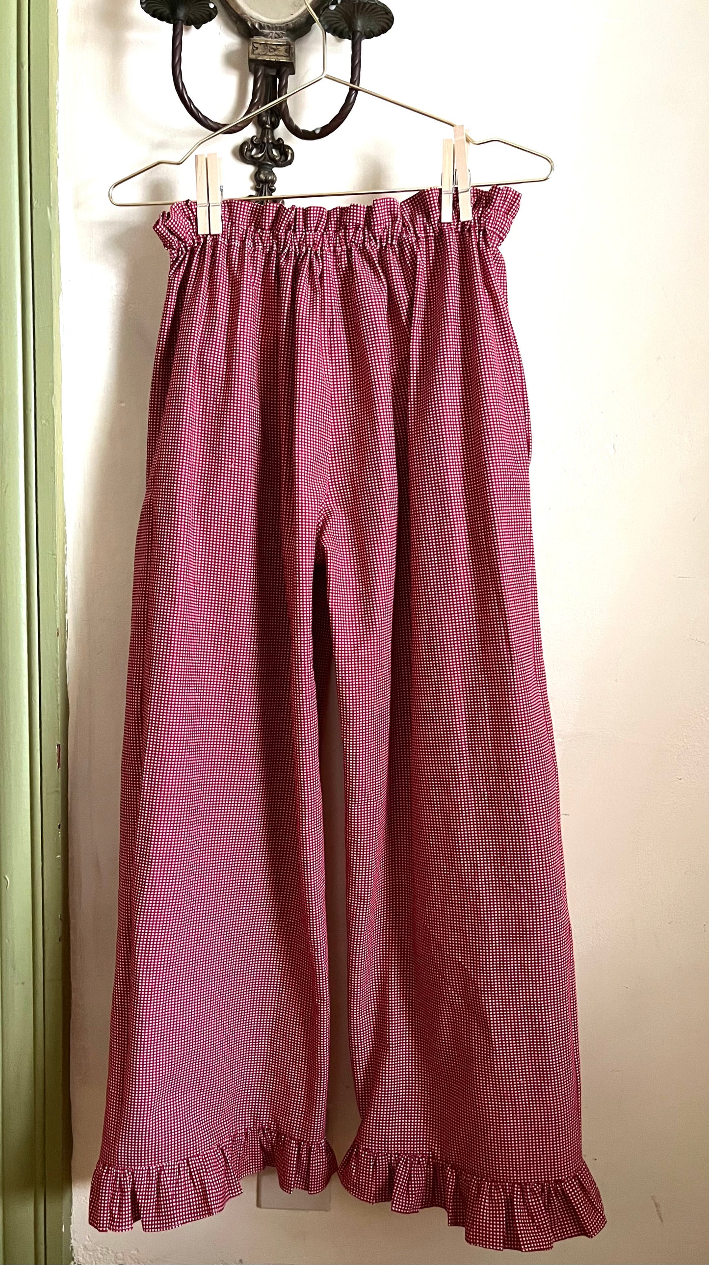 Jane Ruffle Pant in Scarlet Check