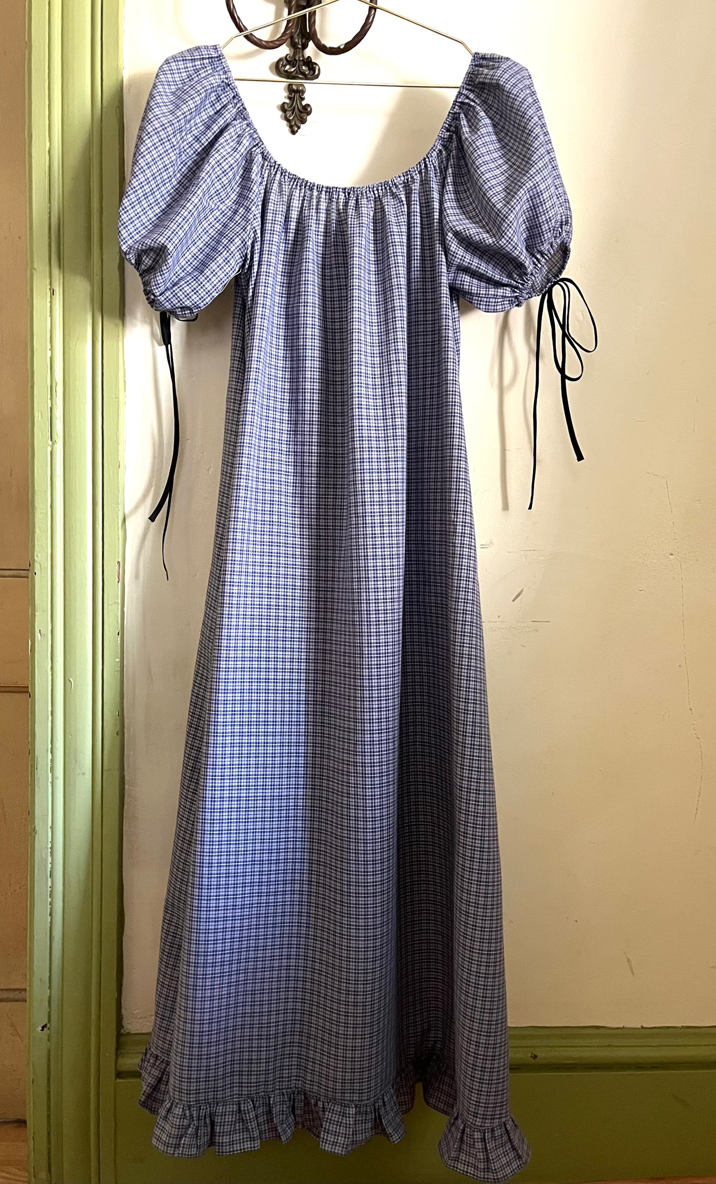 Millie Housedress in French Blue Plaid