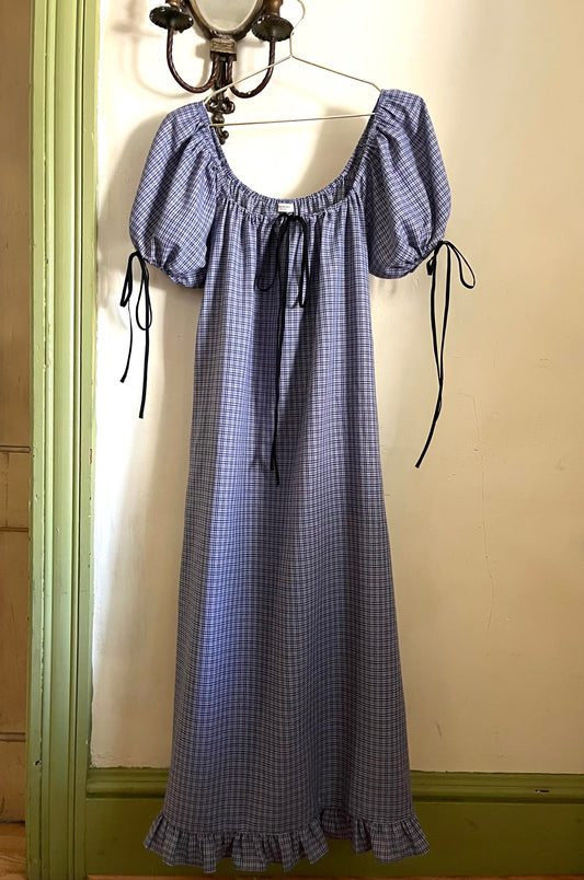 Millie Housedress in French Blue Plaid