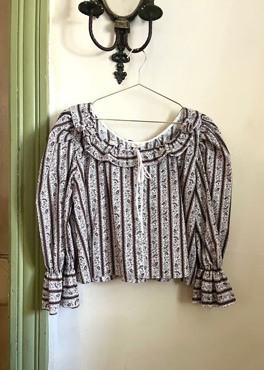 3/4 Slv Jane Blouse in Harvest Stripe