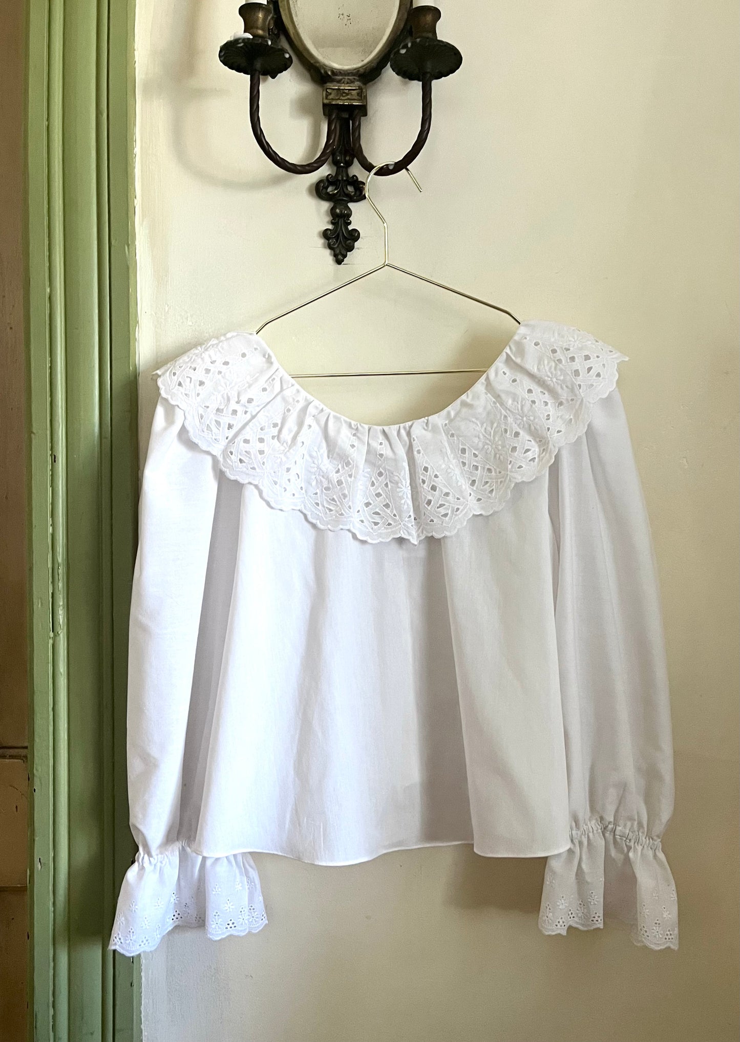 3/4 Slv Jane Blouse in Embroidered Lait
