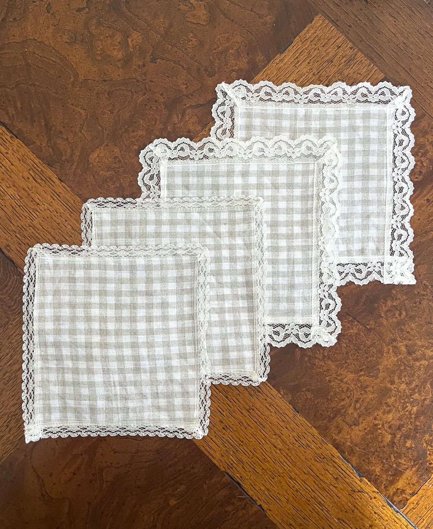 Cocktail Napkins in Oat Gingham Linen (Set of 4)