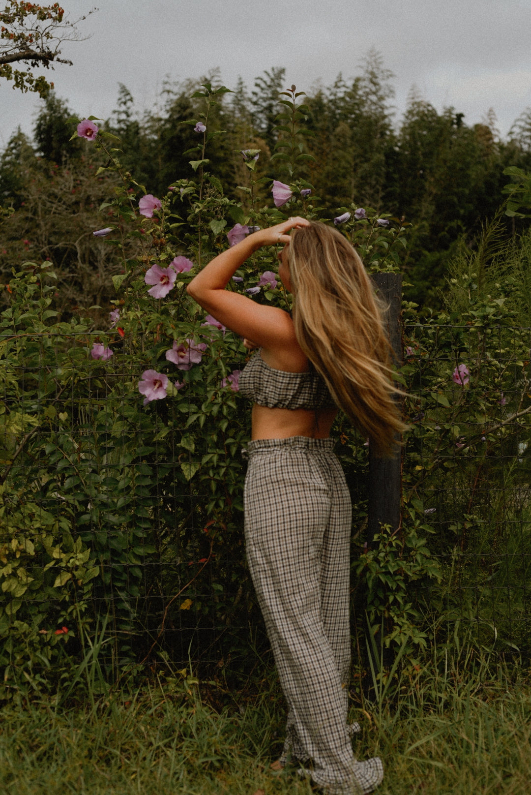 Jane Ruffle Pant in Noir Gingham