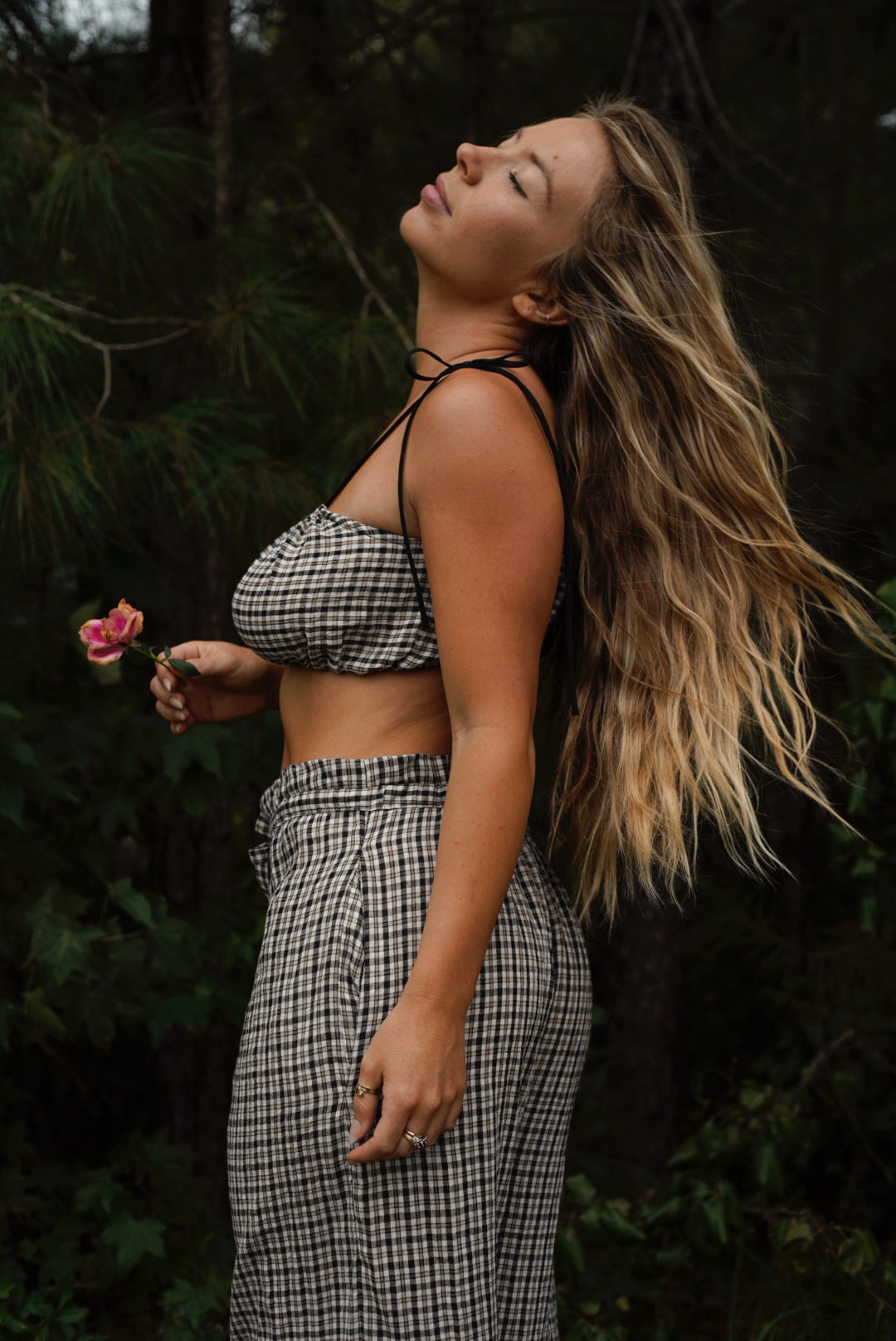 Picnic Top in Noir Gingham