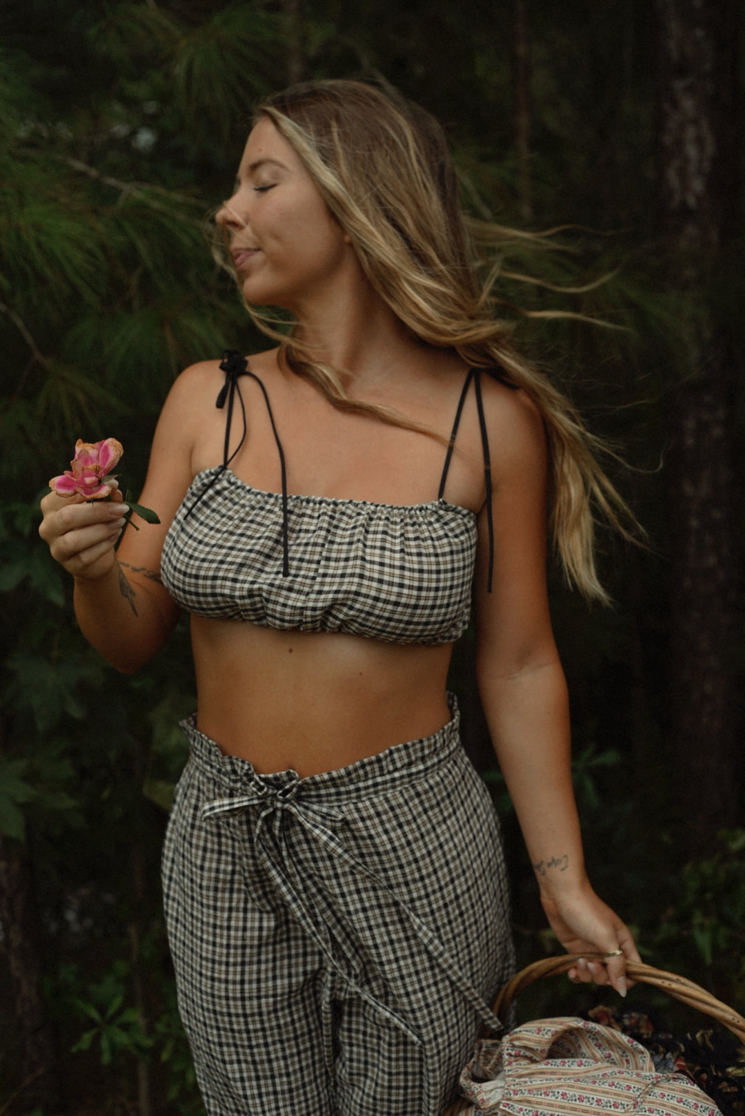 Picnic Top in Noir Gingham