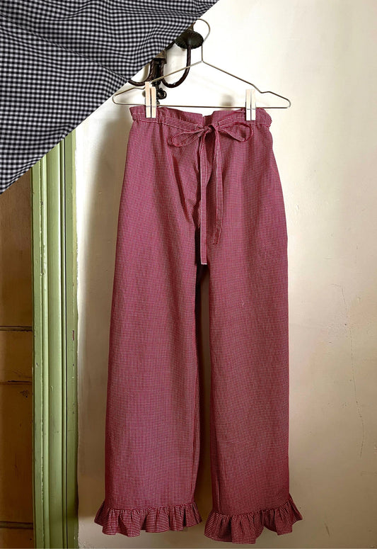 Jane Ruffle Pant in Noir Gingham