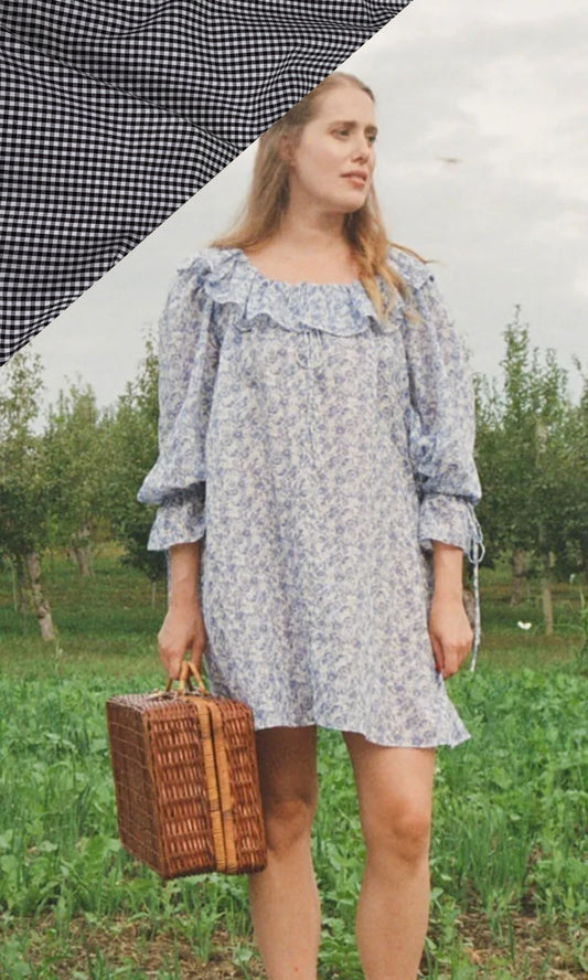 Jane Mini Dress in Noir Gingham